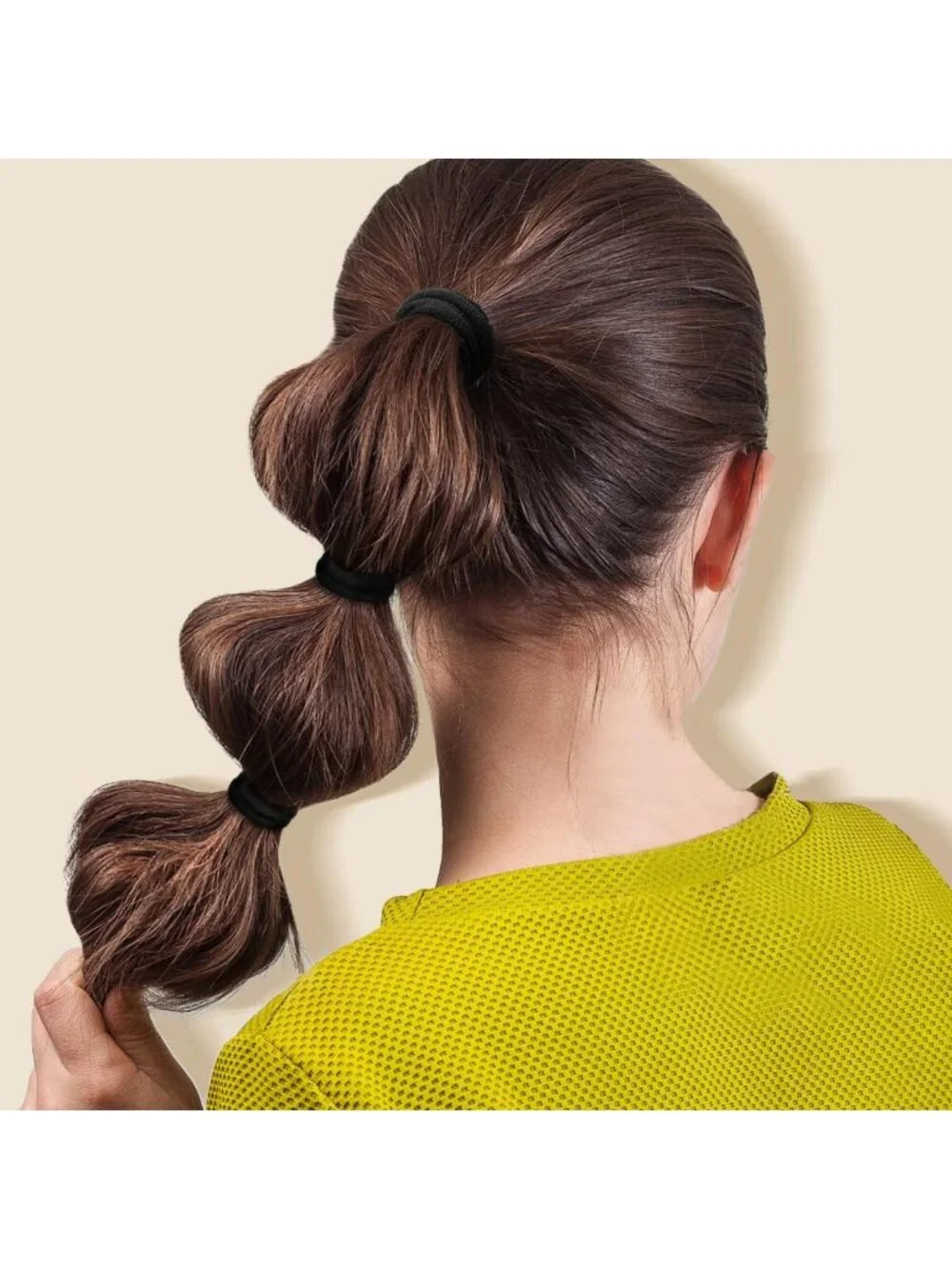 150PCS No Damage Black Hair Ties, Soft Cotton Ponytail Holders for Women